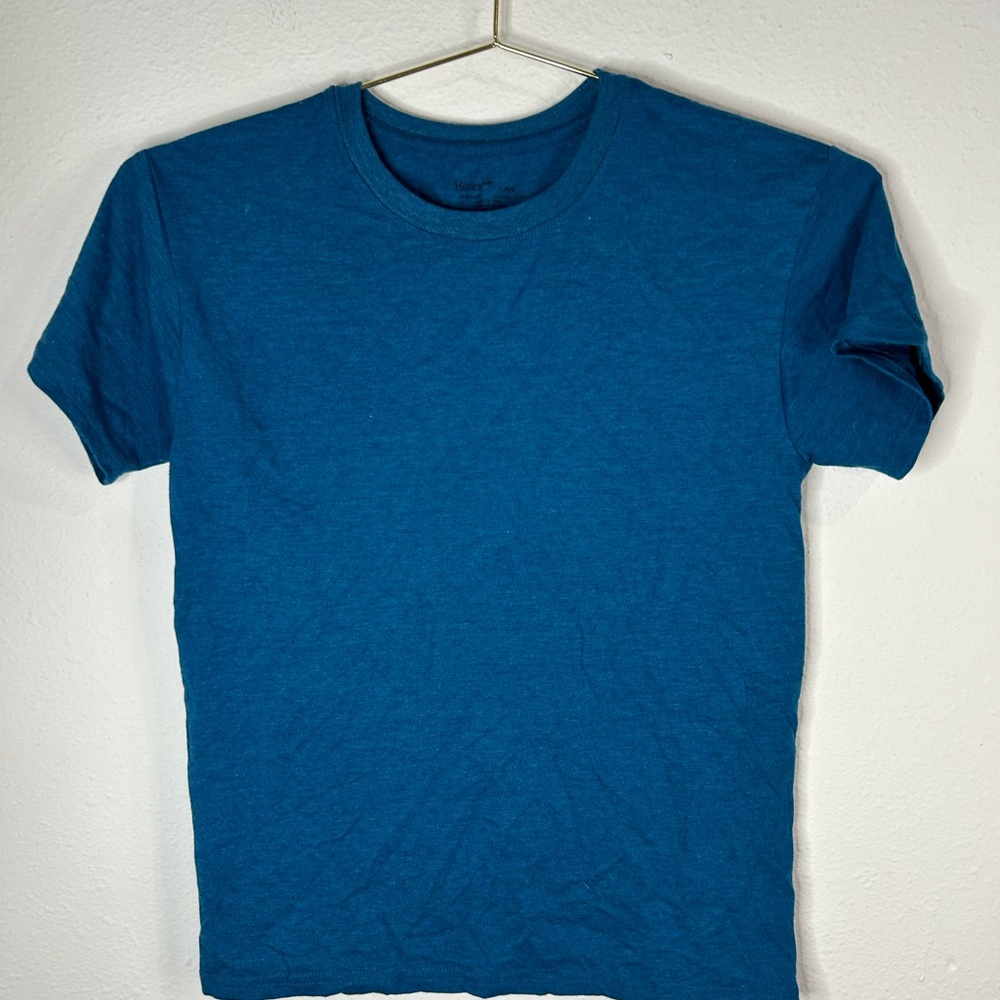 Hanes Boys Blue Short Sleeve T-Shirt Size Large Casual Everyday Tee - Picture 3 of 5